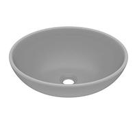 vidaXL Luxury Basin Oval-Shaped Matt Light Grey 40x33 cm Ceramic
