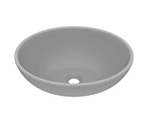 vidaXL Luxury Basin Oval-Shaped Matt Light Grey 40x33 cm Ceramic