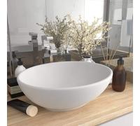 vidaXL Luxury Basin Oval-shaped Matt White Ceramic Washroom Vanity Stone Sink