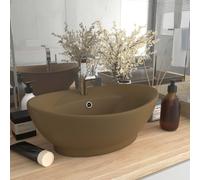 vidaXL Luxury Basin Overflow Oval Matt Cream 58.5x39 cm Ceramic