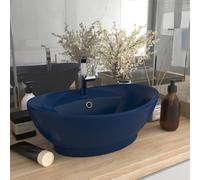 vidaXL Luxury Basin Overflow Oval Matt Dark Blue 58.5x39 cm Ceramic