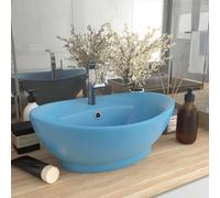 vidaXL Luxury Basin Overflow Oval Matt Light Blue 58.5x39 cm Ceramic