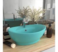 vidaXL Luxury Basin Overflow Oval Matt Light Green 58.5x39 cm Ceramic