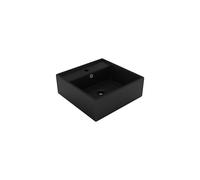 vidaXL Luxury Basin Overflow Square Matt Black 41x41 cm Ceramic