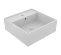 vidaXL Luxury Basin Overflow Square Matt Light Grey 41x41 cm Ceramic