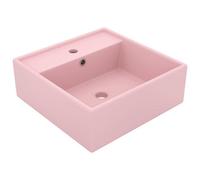 Vidaxl Luxury Basin Overflow Square Matt Pink 41X41 Cm Ceramic