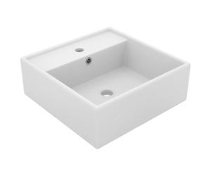 vidaXL Luxury Basin Overflow Square Matt White 41x41 cm Ceramic