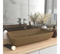 vidaXL Luxury Basin Rectangular Matt Cream Ceramic Counter Top Vanity Sink