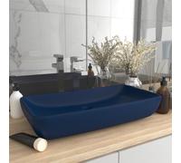 vidaXL Luxury Basin Rectangular Matt Dark Blue Ceramic Counter Top Wash Sink