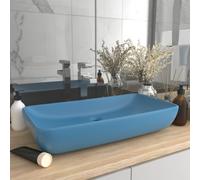 vidaXL Luxury Basin Rectangular Matt Light Blue Ceramic Counter Top Wash Sink