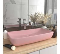 vidaXL Luxury Basin Rectangular Matt Pink Ceramic Counter Top Vanity Wash Sink