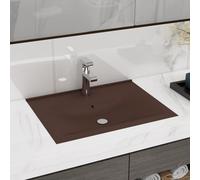 vidaXL Luxury Basin with Faucet Hole Matt Dark Brown 60x46 cm Ceramic