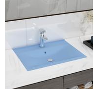 vidaXL Luxury Basin with Faucet Hole Matt Light Blue 60x46 cm Ceramic