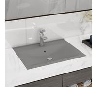 vidaXL Luxury Basin with Faucet Hole Matt Light Grey 60x46 cm Ceramic