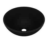 vidaXL Luxury Bathroom Basin Above Counter Vessel Vanity Wash Sink Cloakroom Washroom Powder Room Workplace Round Matt Black Ceramic