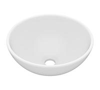 vidaXL Luxury Bathroom Basin, Ceramic Material in Round Shape, Above Counter Installation, Hassle-Free Cleaning, 32.5x14 cm, Matt White