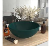 vidaXL Luxury Bathroom Basin Round Matt Dark Green 32.5x14 cm Ceramic