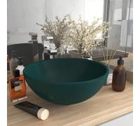 vidaXL Luxury Bathroom Basin Round Matt Dark Green Ceramic Vanity Wash Sink