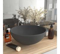 vidaXL Luxury Bathroom Basin Round Matt Dark Grey Ceramic Vanity Wash Sink