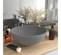vidaXL Luxury Bathroom Basin Round Matt Light Grey 32.5x14 cm Ceramic