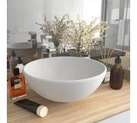 vidaXL Luxury Bathroom Basin, Ceramic Material in Round Shape, Above Counter Installation, Hassle-Free Cleaning, 32.5x14 cm, Matt White
