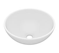 vidaXL Luxury Bathroom Basin Above Counter Vessel Vanity Wash Sink Cloakroom Washroom Powder Room Workplace Round Matt White Ceramic