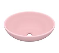 'vidaXL Luxury Ceramic Basin Oval Shaped in Matt Pink - Versatile Placement, Artistic Design, Standard Drain Hole, Perfect Dimensions
