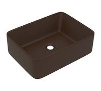 'vidaXL Luxury Ceramic Wash Basin in Matt Dark Brown - Contemporary Design, Above Counter Installation, Ideal for Bathroom or Kitchen, Easy to Clean