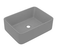 vidaXL Luxury Ceramic Wash Basin in Matt Light Grey - Stylish and Contemporary Design, Durable and Easy to Clean, 41x30x12 cm, Ideal for Bathroom or Kitchen