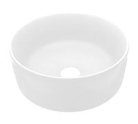 vidaXL Luxury Wash Basin Round Washroom Vanity Stone Sink Cloakroom Plumbing Fixture Bathroom Above Counter Vessel Basin Matt White Ceramic