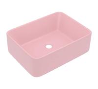 vidaXL Luxury Matt Pink Ceramic Wash Basin for Bathroom - Rectangular Sink for Console, Garage, Kitchen, Workplace, and More