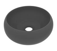 vidaXL Luxury Round Matt Dark Grey Ceramic Wash Basin - Elegant Above-Counter Sink for Bathroom/Kitchen/Washroom/Cloakroom