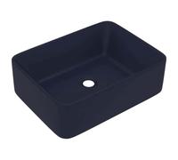 vidaXL Luxury Wash Basin Bathroom Above Counter Stone Sink Washroom Vanity Vessel Sink Cloakroom Plumbing Fixture Matt Dark Blue Ceramic