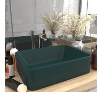 vidaXL Luxury Wash Basin Matt Dark Green Ceramic Bathroom Above Counter Sink