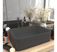 vidaXL Premium Luxury Wash Basin for Bathroom and Powder Room, Matt Dark Grey, Ceramic, 41x30x12 cm, Contemporary Design, Above Counter Installation