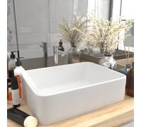 vidaXL Luxury Ceramic Basin - Matt White Rectangular Bathroom/Restroom/Washroom Above Counter Sink, 41x30x12cm, Contemporary Design