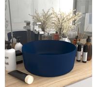 vidaXL Luxury Wash Basin Round Matt Dark Blue 40x15 cm Ceramic