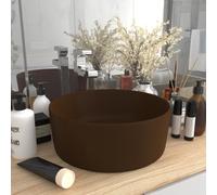 vidaXL Luxury Wash Basin Round Matt Dark Brown 40x15 cm Ceramic