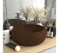 vidaXL Luxury Wash Basin Round Matt Dark Brown 40x15 cm Ceramic