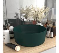 vidaXL Luxury Wash Basin Round Matt Dark Green 40x15 cm Ceramic