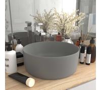 vidaXL Luxury Round Ceramic Wash Basin - Matt Light Grey Finish - Modern Luxurious Design - Easy to Clean - Suitable for Various Installation Locations - 9.2 kg