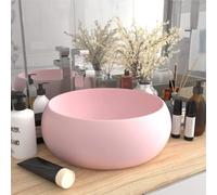 vidaXL Luxury Wash Basin Round Matt Pink Ceramic Washroom Vanity Stone Sink