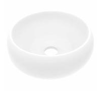 vidaXL Luxury Ceramic Bathroom Sink, Washroom Basin, Above Counter Installation, Round Matt-White Vanity Stone Sink with Modern Design