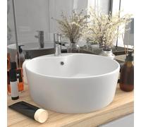 vidaXL Luxury Wash Basin with Overflow Matt White Ceramic Bathroom Vanity Sink