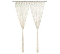 vidaXL Macrame Cotton Curtain - Cream Colored Room Divider, Window or Door Drape, Washable at 30°C, 140x240 cm for Home or Shop Use