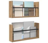 vidaXL Magazine Rack 2 pcs Artisan Oak 60 x 12 x 30 cm Engineered Wood, Modern Wall-Mounted Rack, Durable Organizer, Contemporary Magazine Holder, Vertical Shelf for Living Room, Space Saver Design
