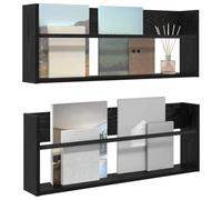 vidaXL Magazine Rack 2 pcs Black Oak 80 x 12 x 30 cm Engineered Wood