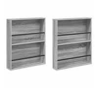 vidaXL Magazine Rack 2 pcs Grey Sonoma 60 x 12 x 70 cm Engineered Wood, Living Room, Rectangular, Modern Shelf, Durable Magazine Rack, Wall Storage, Contemporary Decor, Space Saver, Organizer