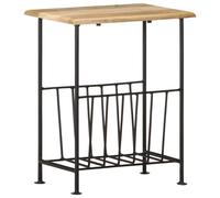 Solid Mango Wood Magazine Rack Steel Side Table End Storage vidaXL