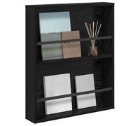 vidaXL Magazine Rack Black Oak 60 x 12 x 70 cm Engineered Wood
